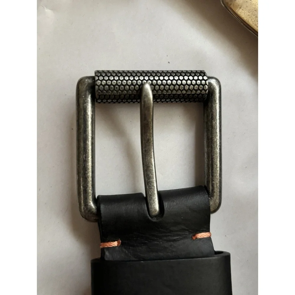 Timberland PRO Men's Black Leather Belt Size 38 Distressed Roller Buckle Work